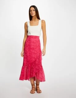 Jupe Longue Portefeuille Imprimé Léopard Rose Femme