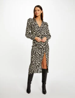 Jupe Midi Droite Imprimé Abstrait Multico Femme