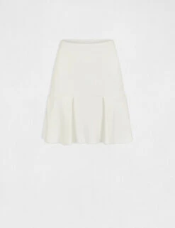 Jupe Trapèze à Volants En Tricot Ecru Femme -EllePort Soldes jupe trapeze a volants en tricot ecru femme vue3 32536300944290201