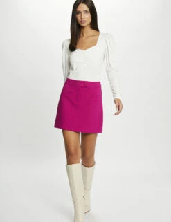 Jupe Trapèze Taille Haute Framboise Femme