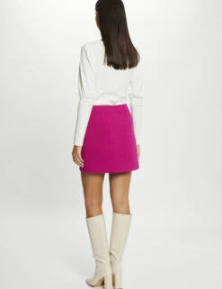 EllePort Soldes -EllePort Soldes jupe trapeze taille haute framboise femme vue2 32536300929370502