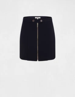 Jupe Trapèze Zippée Marine Femme -EllePort Soldes jupe trapeze zippee marine femme vue3 32536300952450301