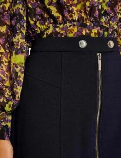 Jupe Trapèze Zippée Marine Femme -EllePort Soldes jupe trapeze zippee marine femme vue4 32536300952450301