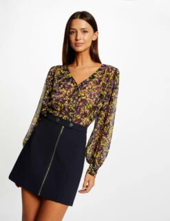 Jupe Trapèze Zippée Marine Femme -EllePort Soldes jupe trapeze zippee marine femme vue5 32536300952450301