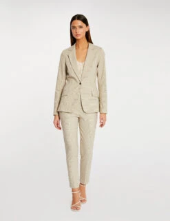 Pantalon 7/8ème Coupe Cigarette Beige Femme