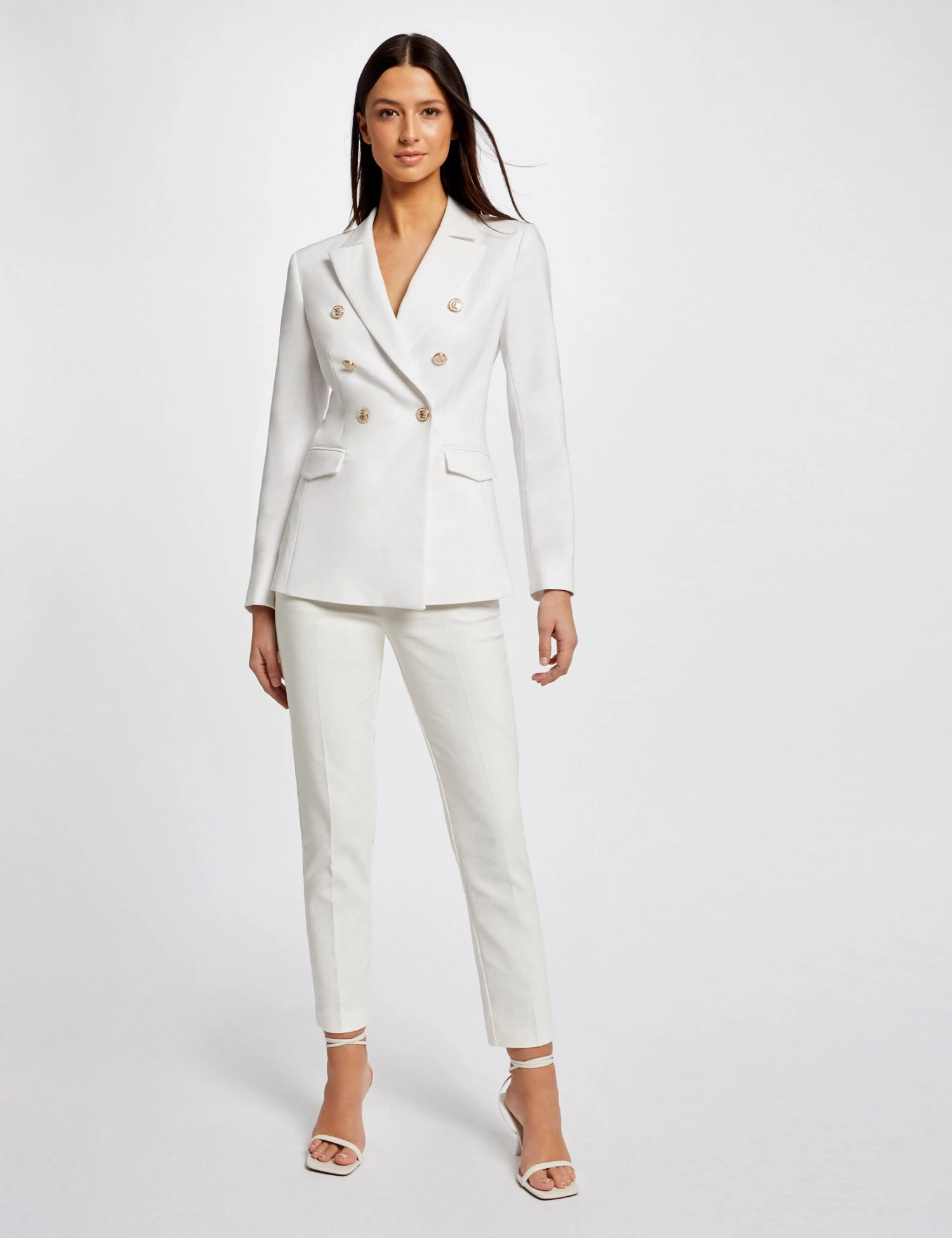 Pantalon Ajusté 7/8ème à Pinces Ecru Femme 1 Pantalon Ajusté 7/8ème à Pinces Ecru Femme