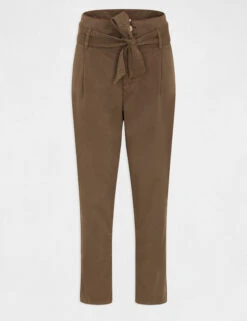 Pantalon Carotte Ceinturée 7/8ème Vert Kaki Femme -EllePort Soldes pantalon carotte ceinturee 78eme vert kaki femme vue3 32536300929240715