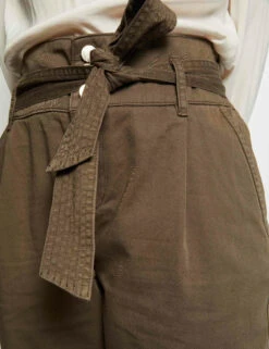 Pantalon Carotte Ceinturée 7/8ème Vert Kaki Femme -EllePort Soldes pantalon carotte ceinturee 78eme vert kaki femme vue4 32536300929240715