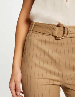 Pantalon Cigarette 7/8ème à Rayures Beige Femme -EllePort Soldes pantalon cigarette 78eme a rayures beige femme vue4 32536300929400202