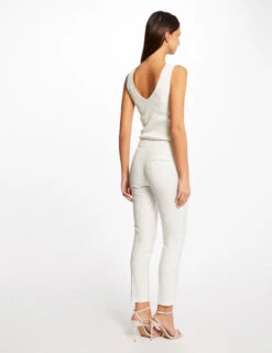 EllePort Soldes -EllePort Soldes pantalon city ajuste 78eme a rayures ecru femme vue2 32536300926300201