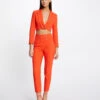 Pantalon City Ajusté 7/8ème Avec Boutons Orange Femme