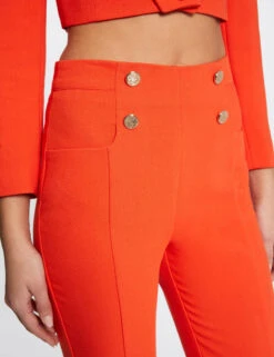 Pantalon City Ajusté 7/8ème Avec Boutons Orange Femme -EllePort Soldes pantalon city ajuste 78eme avec boutons orange femme vue4 32536300941090712