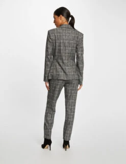 EllePort Soldes -EllePort Soldes pantalon city paperbag a carreaux gris moyen femme vue2 32536300910910102