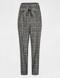 Pantalon City Paperbag à Carreaux Gris Moyen Femme 8 Pantalon City Paperbag à Carreaux Gris Moyen Femme -EllePort Soldes pantalon city paperbag a carreaux gris moyen femme vue3 32536300910910102
