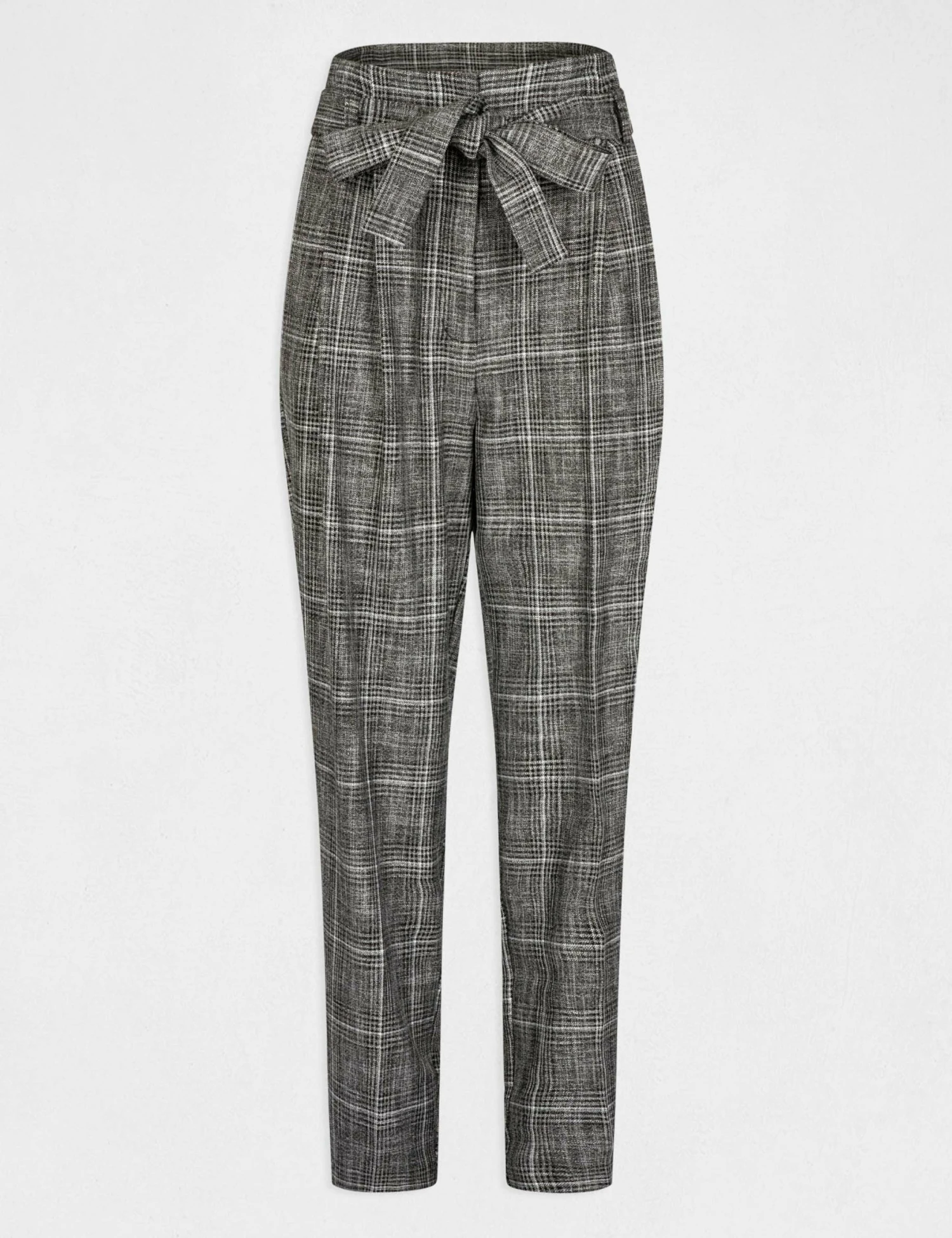Pantalon City Paperbag à Carreaux Gris Moyen Femme 4 Pantalon City Paperbag à Carreaux Gris Moyen Femme – Image 4