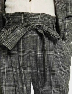 Pantalon City Paperbag à Carreaux Gris Moyen Femme 9 Pantalon City Paperbag à Carreaux Gris Moyen Femme -EllePort Soldes pantalon city paperbag a carreaux gris moyen femme vue4 32536300910910102