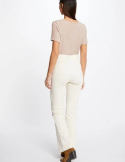 EllePort Soldes -EllePort Soldes pantalon droit avec pinces ivoire femme vue2 32536300924320203