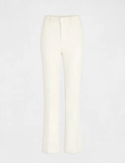 Pantalon Droit Avec Pinces Ivoire Femme -EllePort Soldes pantalon droit avec pinces ivoire femme vue3 32536300924320203