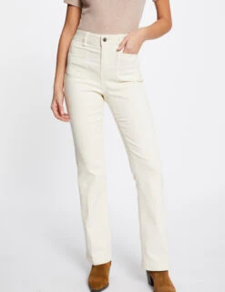 Pantalon Droit Avec Pinces Ivoire Femme -EllePort Soldes pantalon droit avec pinces ivoire femme vue5 32536300924320203