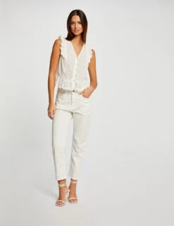 Pantalon Droit Blanc Femme