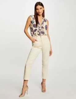 Pantalon Droit Ecru Moyen Femme