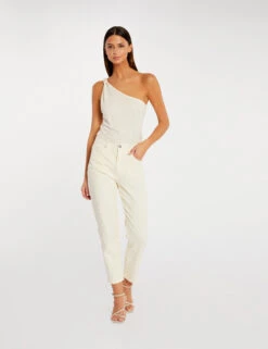 Pantalon Droit Ecru Moyen Femme -EllePort Soldes pantalon droit ecru moyen femme vue6 32536300938100213