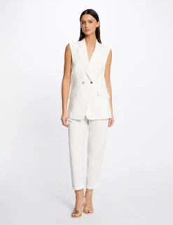 Pantalon Droit Fluide 7/8ème Ecru Femme