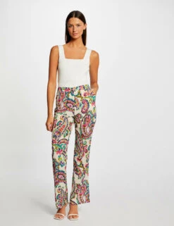 Pantalon Droit Fluide Imprimé Cachemire Multico Femme