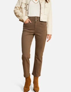 Pantalon Droit Taille Haute 7/8ème Vert Kaki Femme 7 Pantalon Droit Taille Haute 7/8ème Vert Kaki Femme -EllePort Soldes pantalon droit taille haute 78eme vert kaki femme vue5 32536300929100715