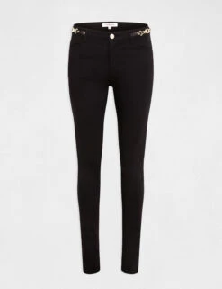 Pantalon Skinny à Détails Chaînes Noir Femme -EllePort Soldes pantalon skinny a details chaines noir femme vue3 32536300949480100