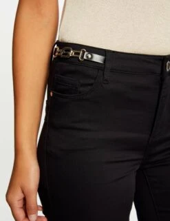 Pantalon Skinny à Détails Chaînes Noir Femme -EllePort Soldes pantalon skinny a details chaines noir femme vue4 32536300949480100