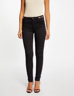 Pantalon Skinny à Détails Chaînes Noir Femme -EllePort Soldes pantalon skinny a details chaines noir femme vue5 32536300949480100