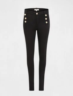 Pantalon Skinny Avec Boutons Décoratifs Noir Femme -EllePort Soldes pantalon skinny avec boutons decoratifs noir femme vue3 32536300949510100