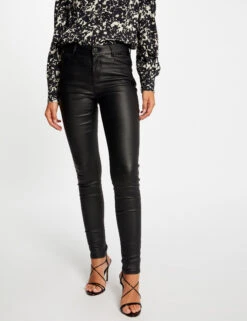Pantalon Skinny Enduit à Détails Vinyle Noir Femme -EllePort Soldes pantalon skinny enduit a details vinyle noir femme vue5 32536300949530100