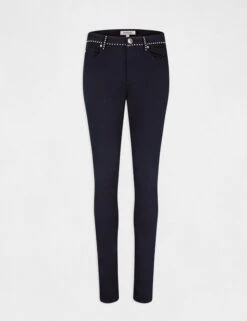 Pantalon Slim Avec Clous Marine Femme -EllePort Soldes pantalon slim avec clous marine femme vue3 32536300924610301