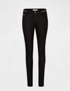 Pantalon Slim Enduit Noir Femme -EllePort Soldes pantalon slim enduit noir femme vue3 32536300868540100