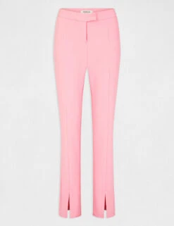 Pantalon Tailleur Ajusté Fendu Rose Clair Femme -EllePort Soldes pantalon tailleur ajuste fendu rose clair femme vue3 32536300900500513