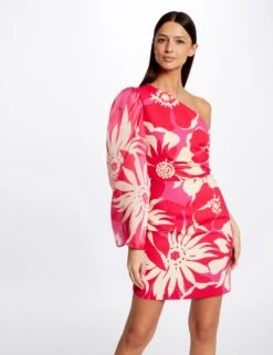 Robe Ajustée Asymétrique Imprimé Floral Multico Femme