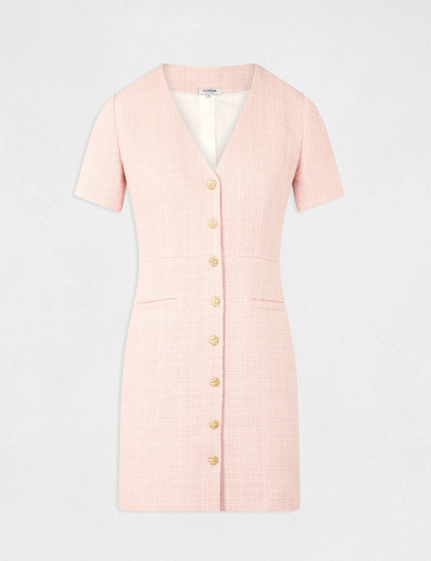 Robe Ajustée Boutonnée Rose Femme 5 Robe Ajustée Boutonnée Rose Femme – Image 5