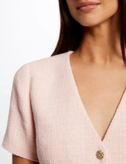 Robe Ajustée Boutonnée Rose Femme 11 Robe Ajustée Boutonnée Rose Femme -EllePort Soldes robe ajustee boutonnee rose femme vue4 32536300946650503