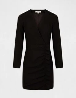 Robe Ajustée Drapée à Volants Noir Femme 10 Robe Ajustée Drapée à Volants Noir Femme -EllePort Soldes robe ajustee drapee a volants noir femme vue3 32536300948760100