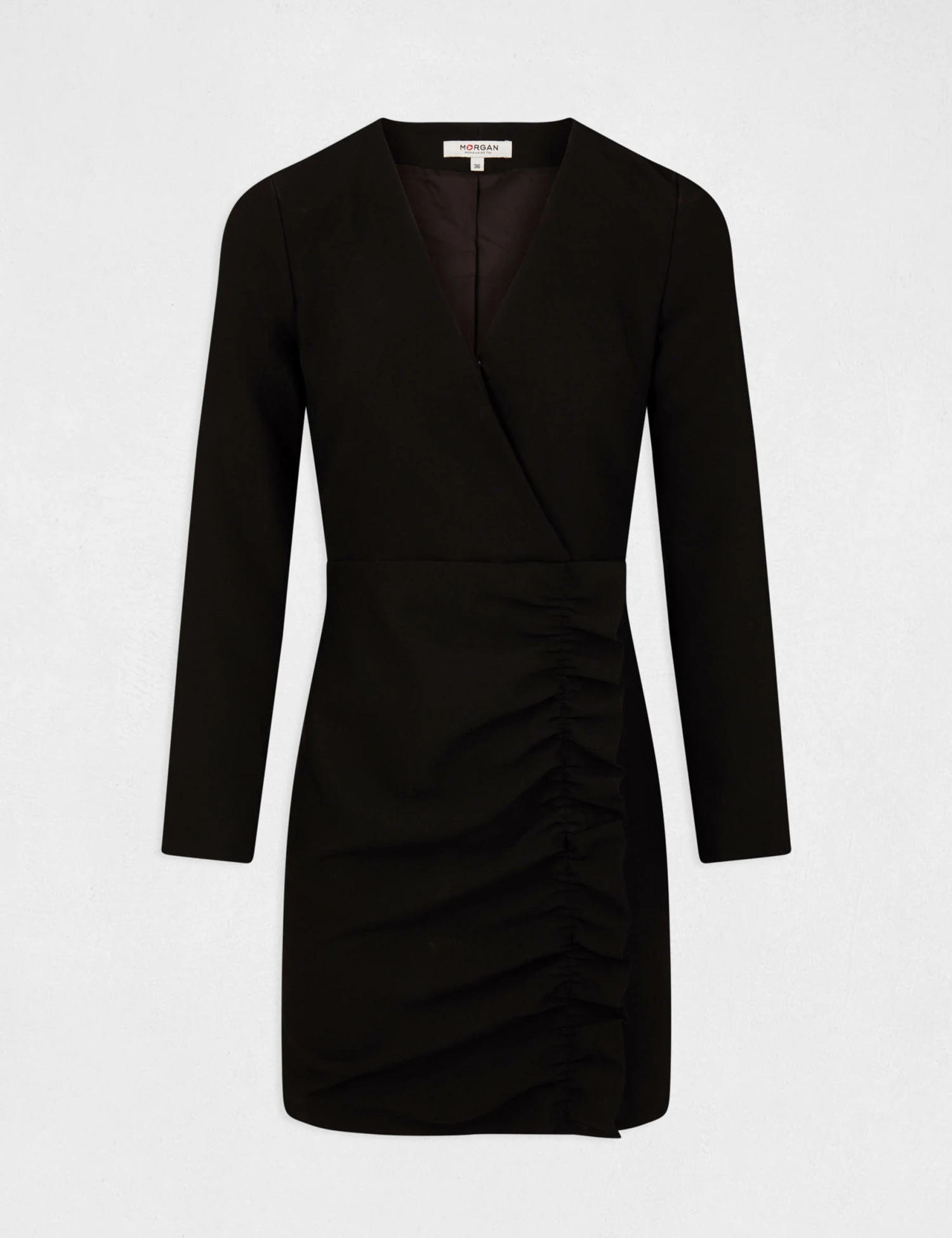 Robe Ajustée Drapée à Volants Noir Femme 5 Robe Ajustée Drapée à Volants Noir Femme – Image 5