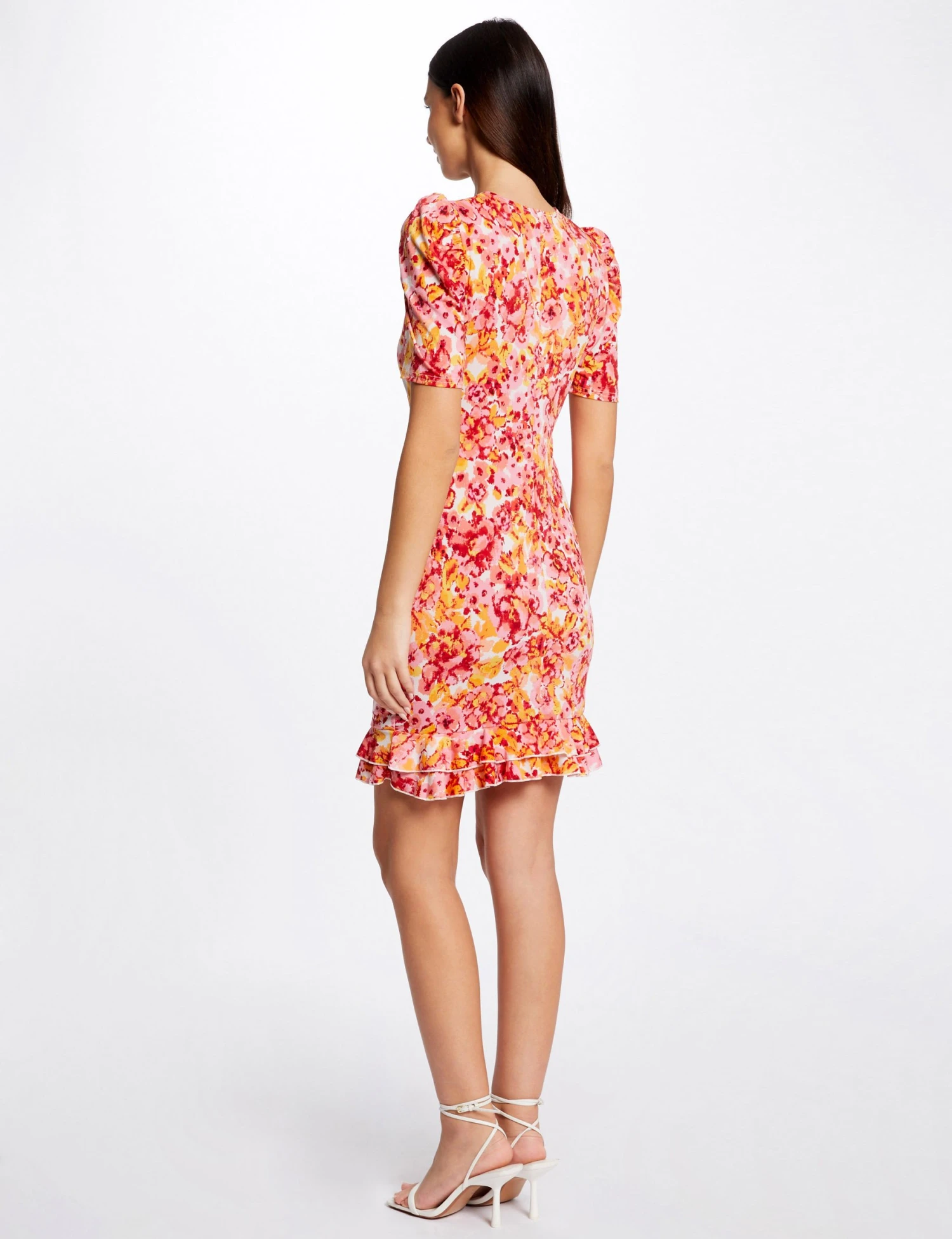 Robe Ajustée Froncée Imprimé Floral Multico Femme 2 Robe Ajustée Froncée Imprimé Floral Multico Femme – Image 2