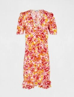 Robe Ajustée Froncée Imprimé Floral Multico Femme 9 Robe Ajustée Froncée Imprimé Floral Multico Femme -EllePort Soldes robe ajustee froncee imprime floral multico femme vue3 32536300945680900