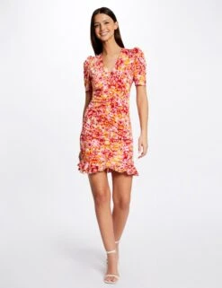 Robe Ajustée Froncée Imprimé Floral Multico Femme 8 Robe Ajustée Froncée Imprimé Floral Multico Femme -EllePort Soldes robe ajustee froncee imprime floral multico femme vue5 32536300945680900