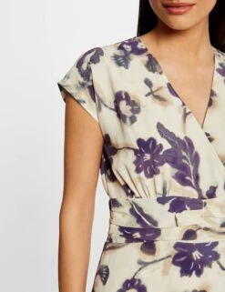 Robe Ajustée Imprimé Floral Multico Femme -EllePort Soldes robe ajustee imprime floral multico femme vue4 32536300955270900