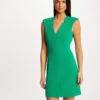 Robe Ajustée Sans Manches Col En V Vert Moyen Femme