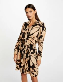 Robe Chemise Droite Imprimé Végétal Multico Femme