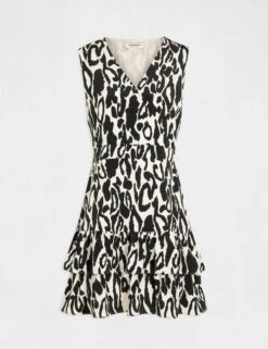 Robe Cintrée à Volants Imprimé Animalier Multico Femme -EllePort Soldes robe cintree a volants imprime animalier multico femme vue3 32536300942880900