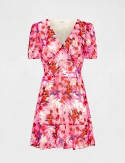 Robe Cintrée Col En V Imprimé Floral Multico Femme -EllePort Soldes robe cintree col en v imprime floral multico femme vue3 32536300951350900